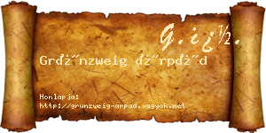 Grünzweig Árpád névjegykártya